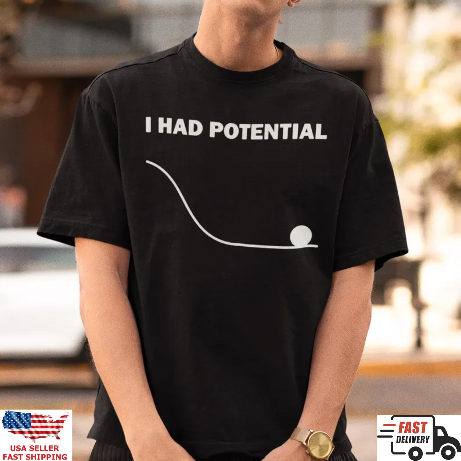 Minimalist Funny Shirt I Had Potential Meme Humor Graphic Tee Gift