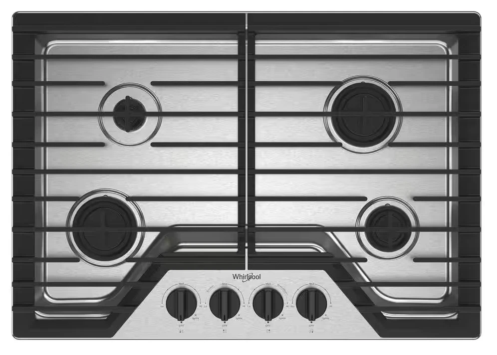 Whirlpool 30” 4 Burners Recessed Gas Cooktop Stainless Steel WCGK3030PS - Picture 1 of 4