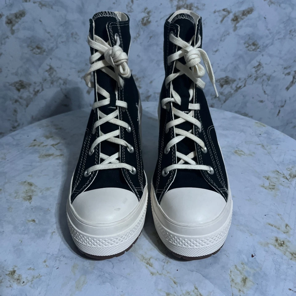 Zapatos Converse De Luxe Chuck Taylor para mujer talla 9,5 negros gruesos botas de plataforma Foto 3 de 4