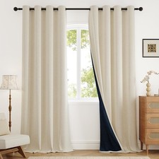 Blackout Curtains 84 Inch Length 2 Panels Set for Living Room, Grommet Linen-...