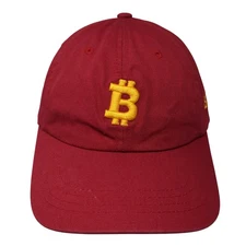 Bitcoin Slideback Baseball Hat Red One Size Embroidered Logo Yupoong
