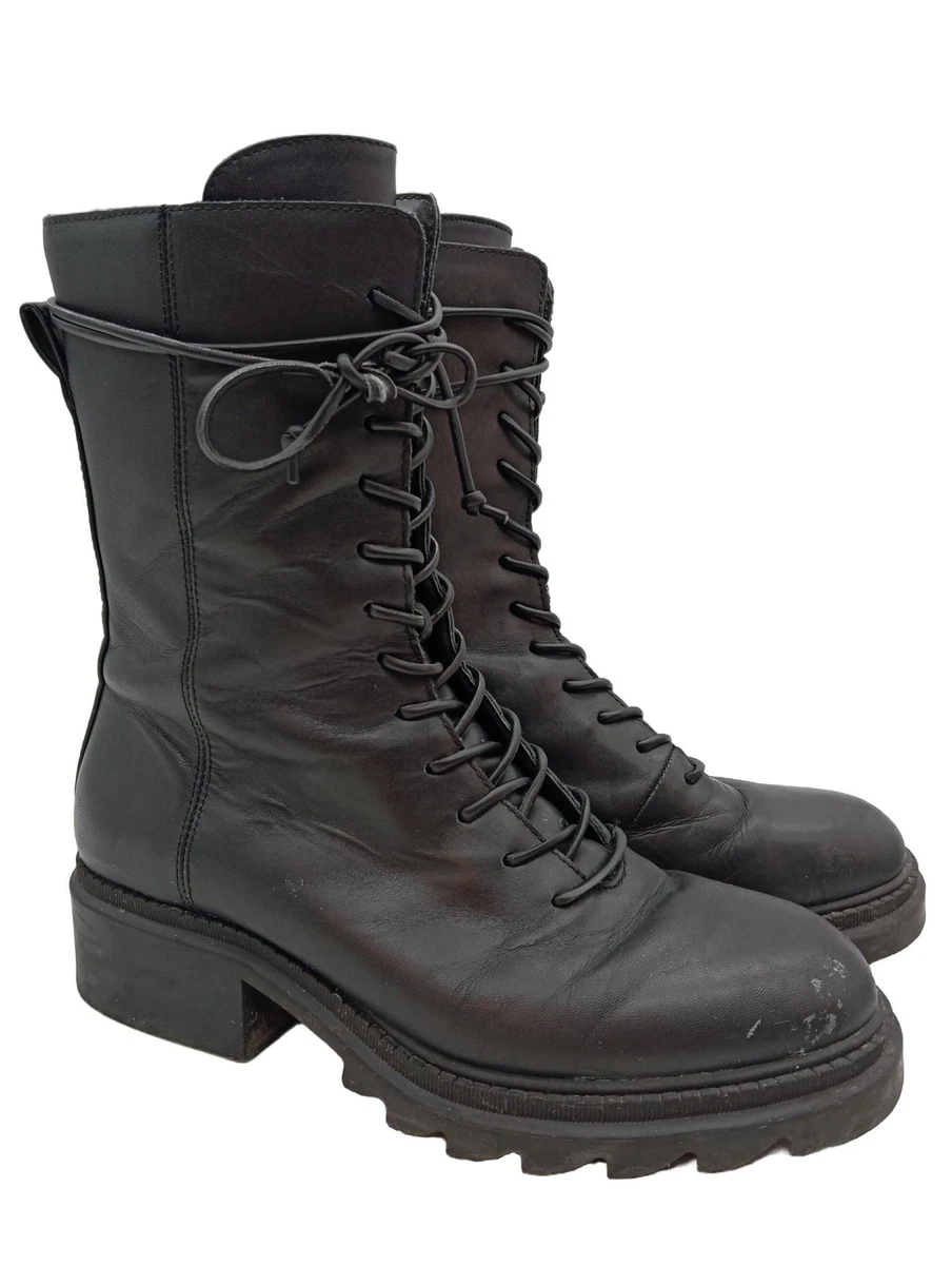Bottines ZARA Basic En Cuir Noir - Taille 40 - Occasion Très Très Bon État - Doublées Cuir - Talon 2-7 Cm
