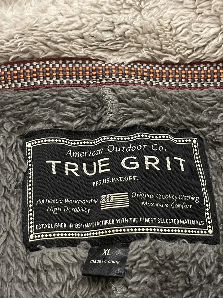 Suéter True Grit Para Hombres XL Gris Sherpa Vellón Cuarto Cremallera Acogedor Cálido Foto 3 de 4