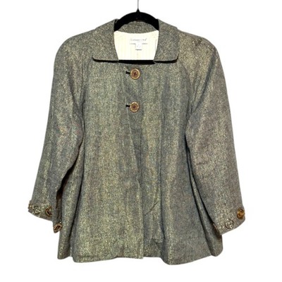 Vintage Coldwater Creek Linen Blend Swing Jacket Womens L Light Academia Classic