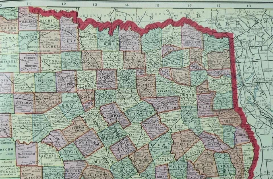 Mapa de Texas 1903 de colección 22"x14" antiguo original AUSTIN DALLAS FORT VALT TX Foto 4 de 4