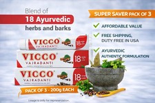 Vicco Vajradanti Ayurvedic Toothpaste 200g x 3 Herbal Bad Breath Care