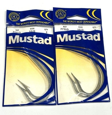 New Mustad 7731D 10/0 big game saltwater hooks Lot (2) packs