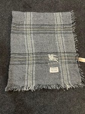 Burberry London Grey Scarf Beige Classic Check Vintage Plaid Made In Scotland