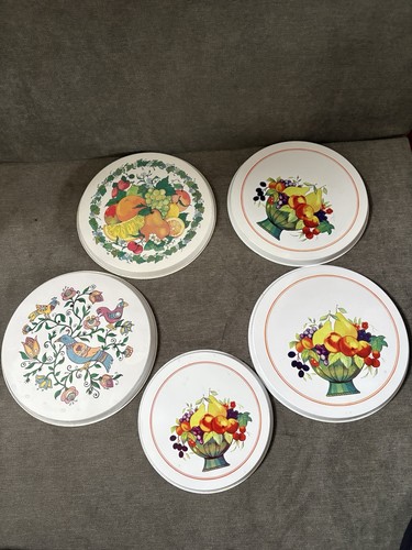 Electric Stove Burner Covers Fruit Basket 8.5" 10.5" Kitchen Granny Core Vtg