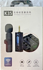 K35 Wireless Lavalier Microphone 3.5mm Plug Noise Reduction New Sealed
