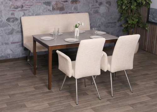 Set sala da pranzo merce di seconda scelta MCW-G55, set di 2 sedie con braccioli + panca 160 cm, crema - Foto 3 di 14