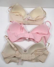 -New Victoria's Secret Lot Of 3 Body Wing No Wire Pink/Beige/Nude Bras Size M