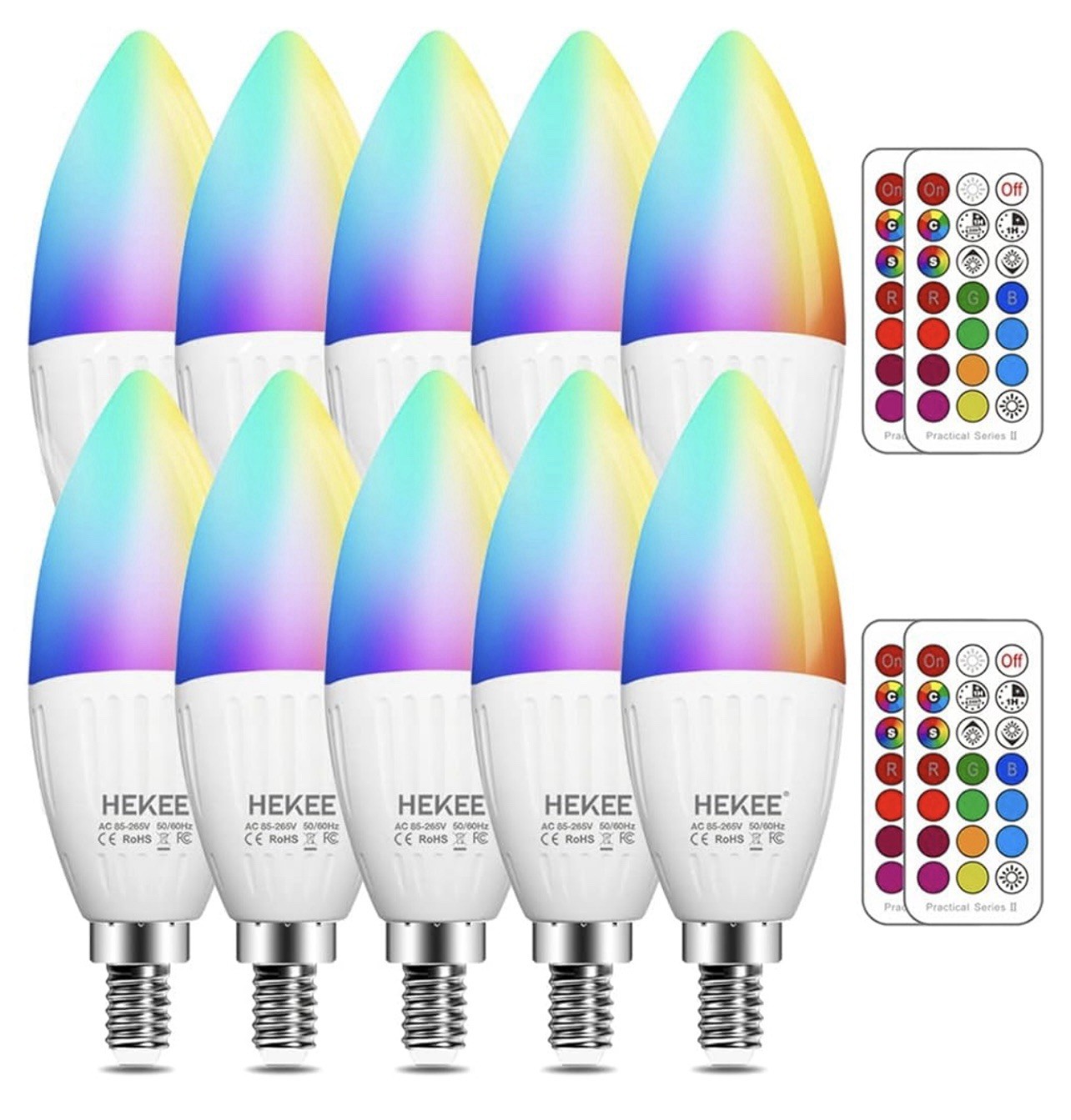10 Pack E12 B11 LED Color Changing Candle Light Bulbs,450 Lu