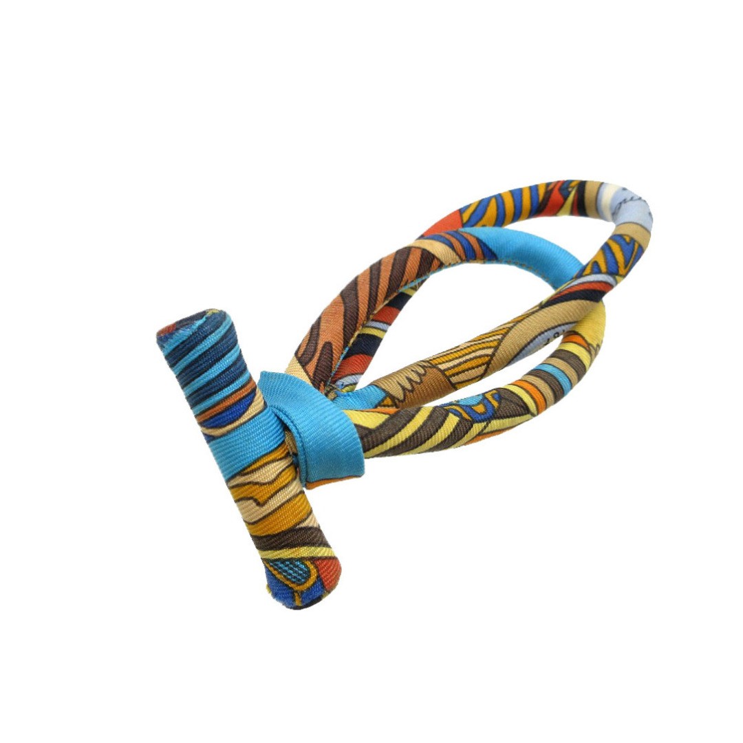 Hermes Bride De Sois Double Petit Ash Multicolor Silk Bracelet 0417 Pre-Owned
