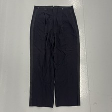 Vintage 40s Navy Wool Stripe Wide Leg Suit Trousers 34x28 1940s True Vintage