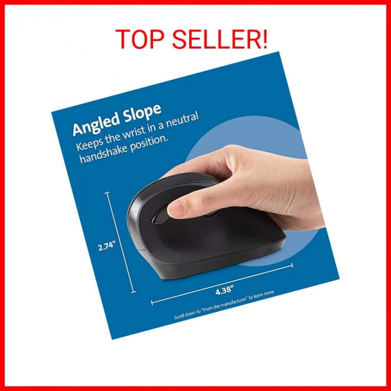 Kensington Ergonomic Vertical Wireless Mouse (K75575WW), Grey/Black - Image 2 of 2