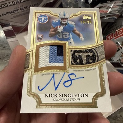 2026 NFL Topps Flagship Nick Singleton RPA /99 Titans #ARP-NS BOOKEND AUTO PATCH