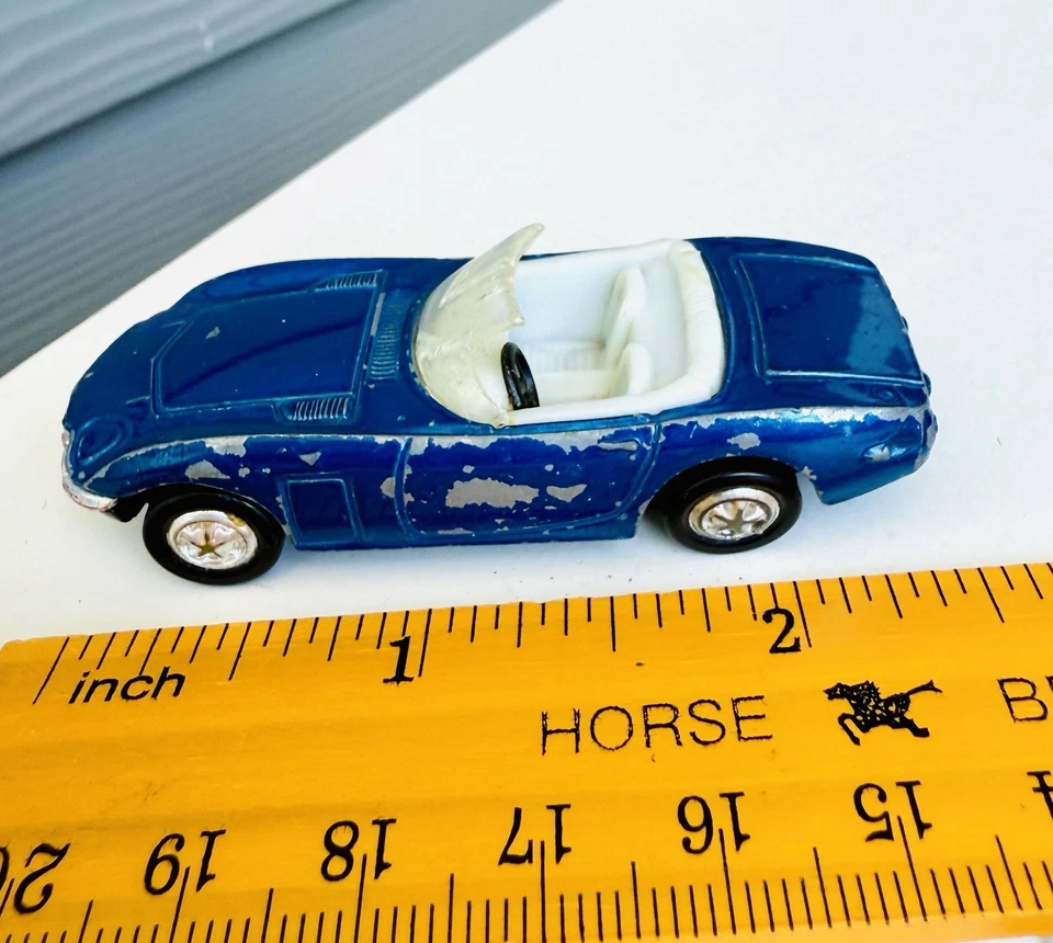 Vintage 1970s Playart Toyota 2000GT Convertible Blue 1/64 Scale White Interior - Image 2 of 4