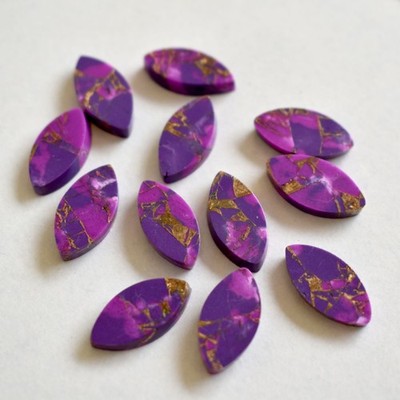 Natural Purple Copper Turquoise Marquise Bothside Flatback 7x14mm To 12x24mm