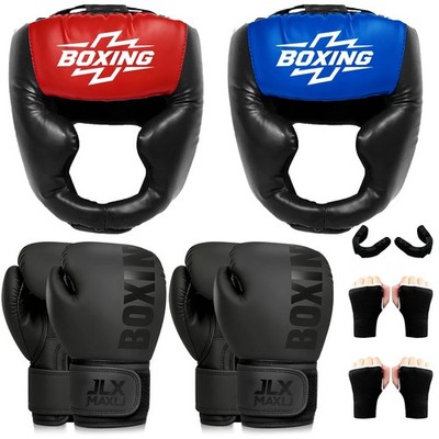 12pcs Boxing Headgear, guantes de boxeo,Mouth Guards& Hand Wraps Boxing Equip...