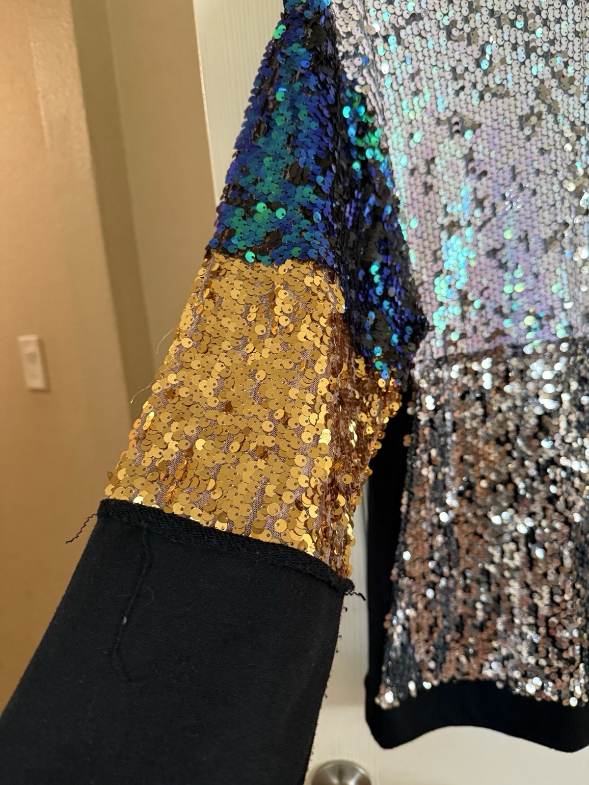 Zara Sequinned Patchwork Sweatshirt, Size Small - image 4