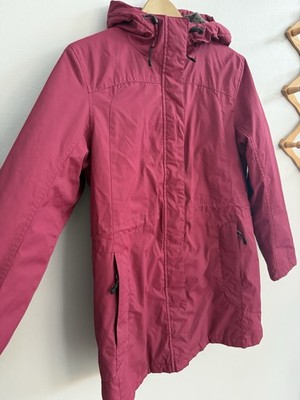 L.L Bean Winter Warmer Coat In Raspberry Women s M Petite Full Zip Hood Pockets