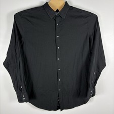 Robert Graham Men's 1XLT Black Jacquard Paisley Flip Cuff Long Sleeve Shirt