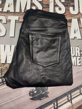 Bogard Mens Black Genuine Leather Trousers Size 48 Button Closure MPN 915170