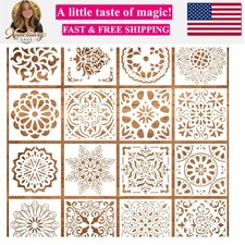16 Pcs Mandala Stencils for Painting, 6x6 Inch Reusable DIY Templates