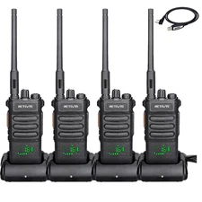 Retevis RT86 4 pack walkie talkies Long Range Two Way Radios For Warehouse + USB