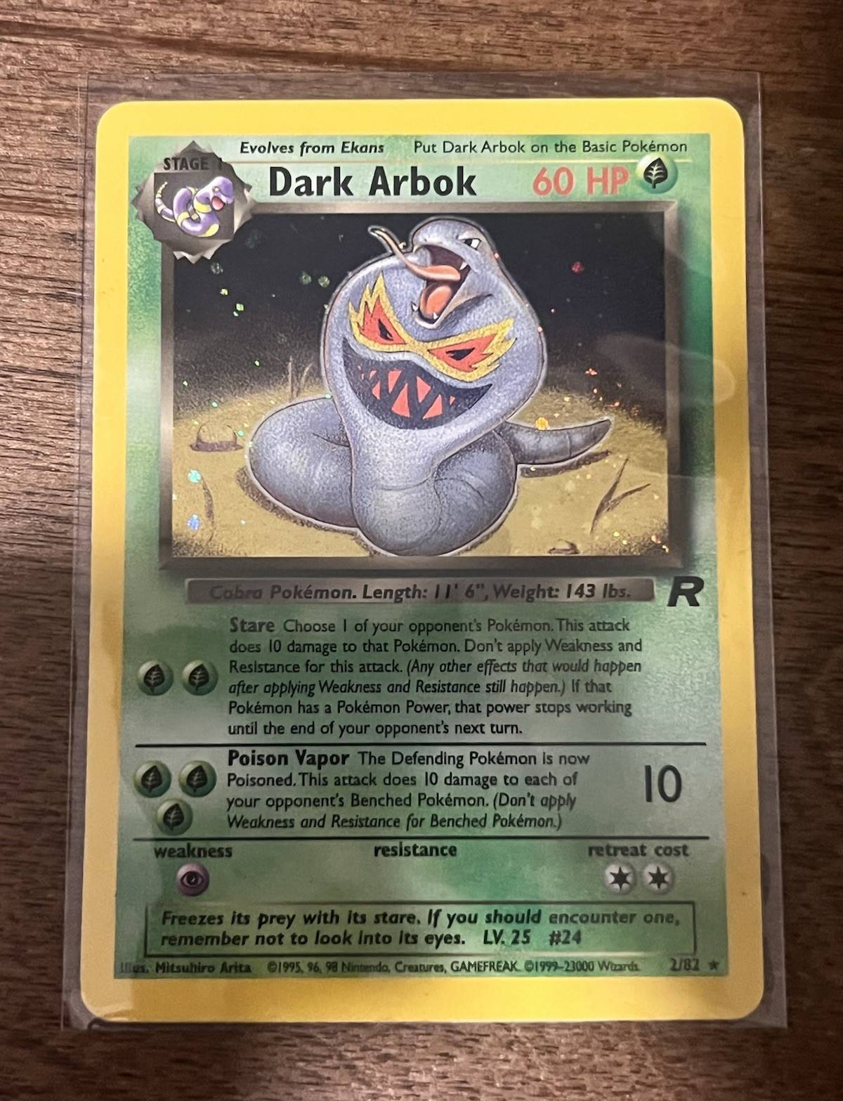 Pokemon Dark Arbok 2/82 Team Rocket Unlimited Holo Rare Stage 1 HP 60 2000
