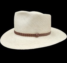 NOS John B Stetson 7X Shantung Straw Hat Gun Club vintage clean unworn 7 1/8