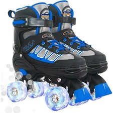 Nattork Roller Skates for Kids Boys Girls, 4 Size Adjustable Rollerskates with L