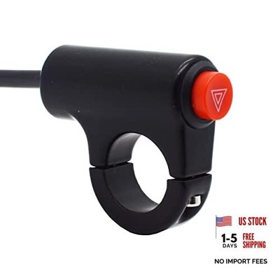 7/8'' Motorcycle Handle Bar Mount Hazard Flash Button Switch Warning Light ON