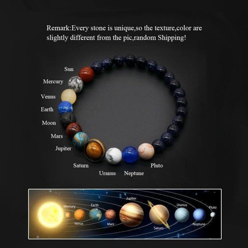 Universe Galaxy Planet Stone Stretch Bracelet Blue Goldstone Bracelet Handmade - Picture 2 of 2