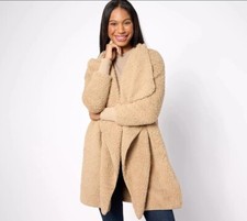 Bumblebella by Jill Martin Sherpa Cascading Cardigan Prosecco Petite Small New 