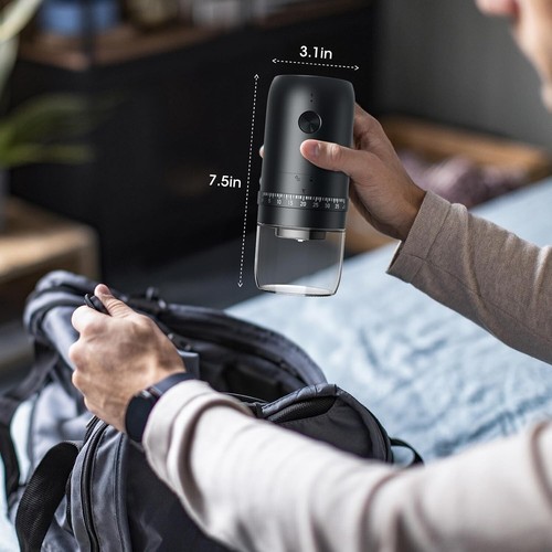 Molinillo de granos de café con rebabas portátil a batería con 40 ajustes, capacidad de 35 g - Imagen 6 de 7