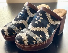 KORKS Kork Ease Blue Woven Aztec Lori Clogs Block Heel Mules Wms Size 8M