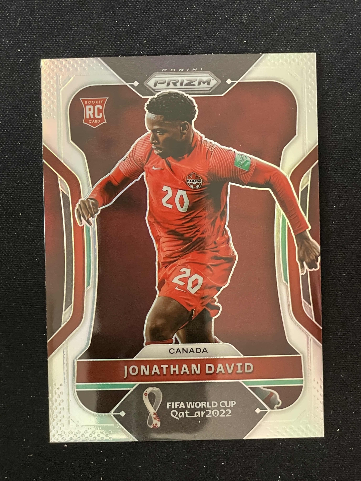 Jonathan David 2022 Panini Prizm FIFA World Cup Qatar Silver Prizm RC #49