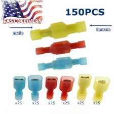 150pcs Nylon Male Female Fully Insulated Crimp Wire Connector Spade Terminal Kit