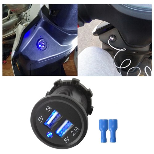 For Motorcycle Scooter type 5V 2.1A Car charger mobile phone Dual USB ports - Picture 4 of 11
