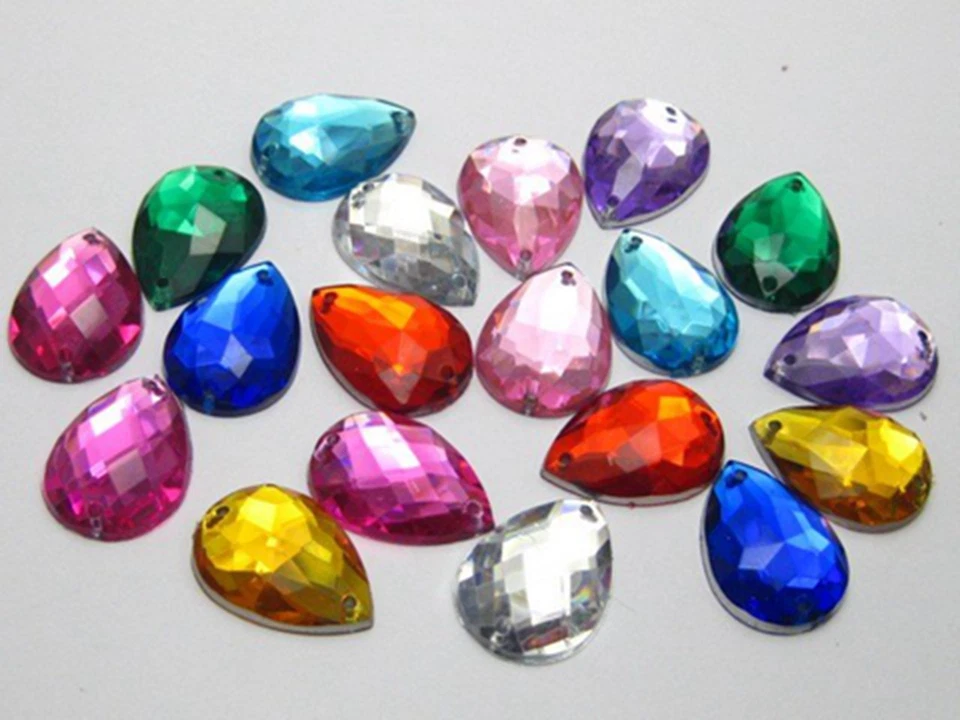 100 Плоская поверхность акриловый слезоточивый шитья со стразами драгоценный камень кнопка 18 мм шить на бисер - Изображение 4 из 4