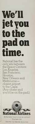 National Airlines Picture Magazine Ad On Time Plane Landing Vintage Vtg Decor  