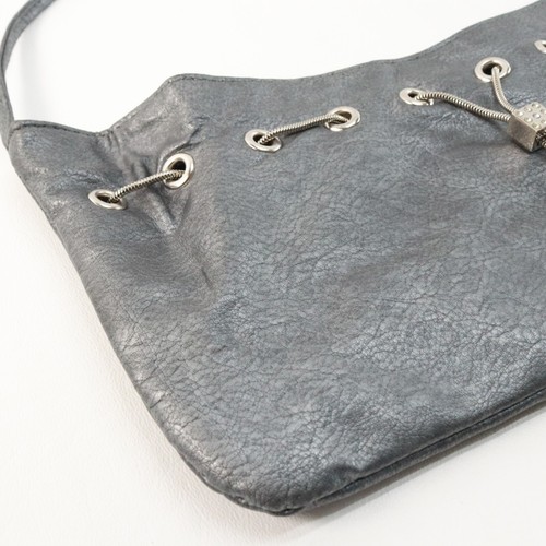 Vtg Steve Madden Handbag Women S Silver Faux Leather Drawstring Rhinestone Dice - Picture 4 of 16