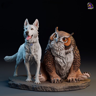 Scratch & Owlbear - Baldurs Gate 3 - Fan Art Figur - 3D Resin Print 139mm