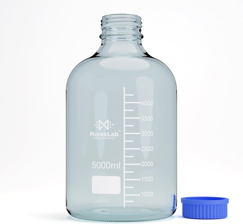 5000ml Glass Round Media Storage Bottles with GL45 Screw Cap, Borosilicate Glass - Picture 3 of 4