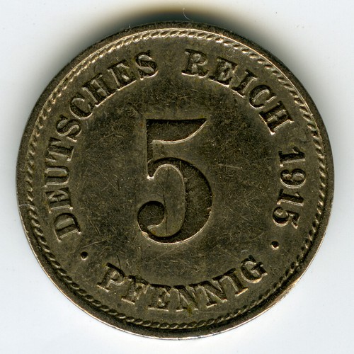 # GERMANY 1915 G · KARLSRUHE ☆ 5 REICHS-PFENNIG • WILHELM II ☆ 18mm KM#11 ☆C9200 - Picture 2 of 2