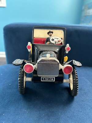 Vintage Tin Plastic Toy Ford 9 '' Model T-1917B Convertible Black Car, Japan