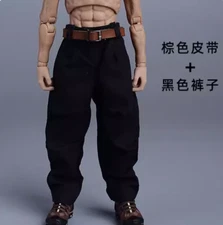 [Only Pants+Belt]1/12 Male Clothes Black Pants Model for 6"Romankey Notaman
