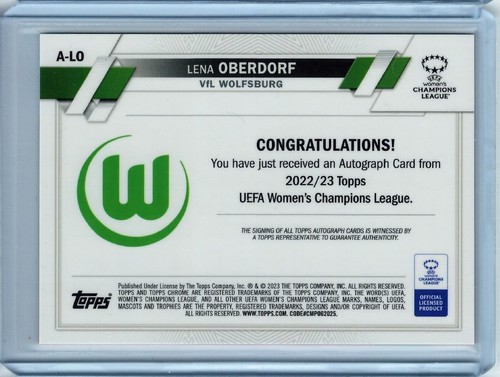 2022-23 Topps Chrome UEFA Womens UCL LENA OBERDORF Orange Auto #05/25 - Picture 2 of 2